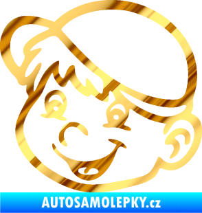 Samolepka Dítě v autě 038 levá kluk hlavička chrom fólie zlatá zrcadlová