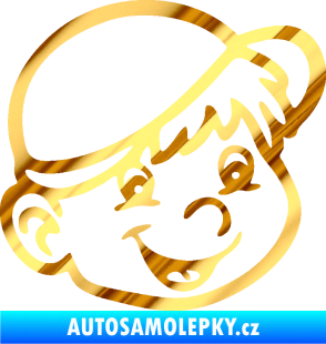 Samolepka Dítě v autě 038 pravá kluk hlavička chrom fólie zlatá zrcadlová