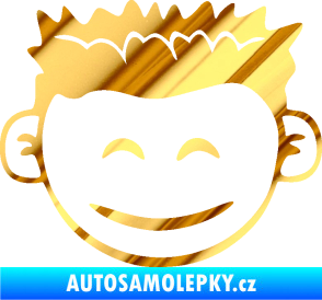 Samolepka Dítě v autě 048 pravá kluk hlavička chrom fólie zlatá zrcadlová