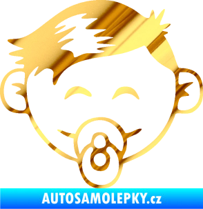 Samolepka Dítě v autě 049 levá kluk s dudlíkem chrom fólie zlatá zrcadlová
