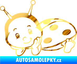 Samolepka Dítě v autě 063 levá beruška chrom fólie zlatá zrcadlová