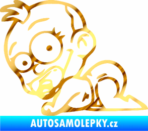 Samolepka Dítě v autě 067 levá lezoucí miminko chrom fólie zlatá zrcadlová