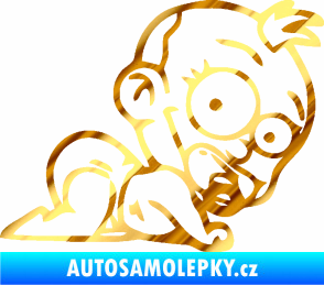 Samolepka Dítě v autě 067 pravá lezoucí miminko chrom fólie zlatá zrcadlová