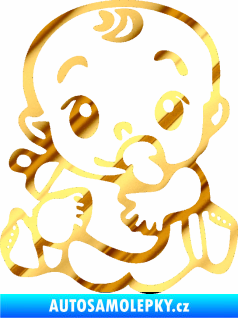 Samolepka Dítě v autě 069 levá mimčo s lahvičkou chrom fólie zlatá zrcadlová