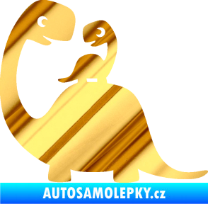 Samolepka Dítě v autě 105 levá dinosaurus chrom fólie zlatá zrcadlová