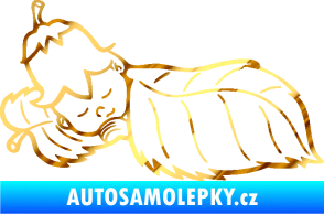 Samolepka Dítě v autě 107 levá spinká na lístečku chrom fólie zlatá zrcadlová