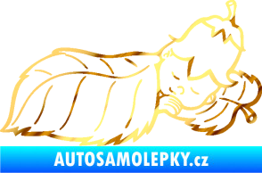 Samolepka Dítě v autě 107 pravá spinká na lístečku chrom fólie zlatá zrcadlová