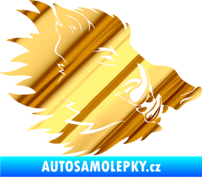 Samolepka Divoké prase 001 pravá kanec hlava chrom fólie zlatá zrcadlová