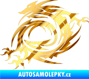 Samolepka Dragon 002 levá chrom fólie zlatá zrcadlová