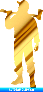 Samolepka Dřevorubec 001 levá chrom fólie zlatá zrcadlová