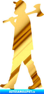 Samolepka Dřevorubec 002 levá chrom fólie zlatá zrcadlová