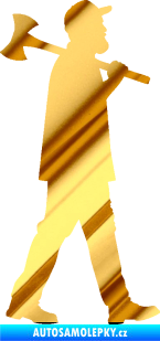 Samolepka Dřevorubec 002 pravá chrom fólie zlatá zrcadlová
