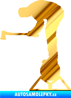 Samolepka Dřevorubec 004 levá sekera chrom fólie zlatá zrcadlová