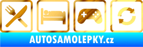 Samolepka Eat sleep game repeat hrát počítačové hry chrom fólie zlatá zrcadlová