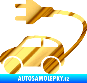 Samolepka Elektro auto 002 levá symbol zásuvka chrom fólie zlatá zrcadlová