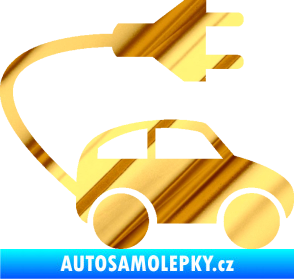 Samolepka Elektro auto 002 pravá symbol zásuvka chrom fólie zlatá zrcadlová