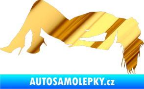 Samolepka Erotická žena 035 levá chrom fólie zlatá zrcadlová
