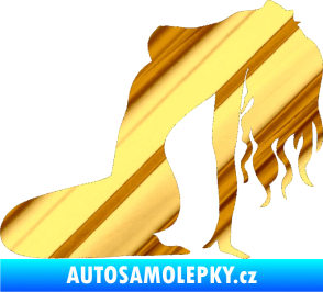 Samolepka Erotická žena 052 levá chrom fólie zlatá zrcadlová
