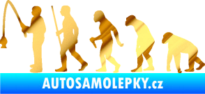 Samolepka Evoluce 005 rybář levá chrom fólie zlatá zrcadlová