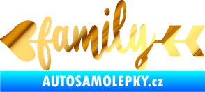 Samolepka Family 003 nápis se šípem chrom fólie zlatá zrcadlová