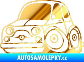 Samolepka Fiat 500 karikatura levá chrom fólie zlatá zrcadlová