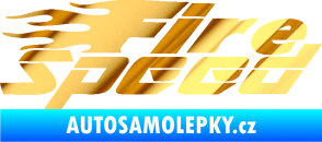 Samolepka Fire speed nápis s plameny chrom fólie zlatá zrcadlová