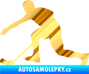 Samolepka Florbal 005 levá chrom fólie zlatá zrcadlová