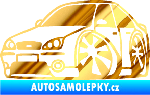Samolepka Ford Mondeo karikatura levá chrom fólie zlatá zrcadlová
