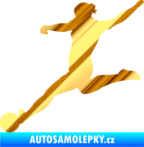 Samolepka Fotbalistka 002 levá chrom fólie zlatá zrcadlová