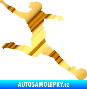 Samolepka Fotbalistka 002 pravá chrom fólie zlatá zrcadlová