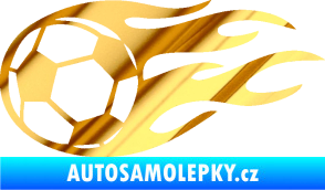 Samolepka Fotbalový míč 004 levá v plamenech chrom fólie zlatá zrcadlová