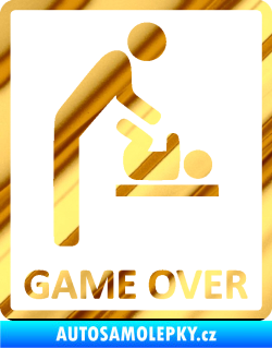 Samolepka Game over varianta baby chrom fólie zlatá zrcadlová