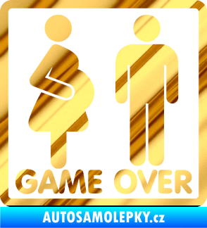 Samolepka Game over varianta jsem v tom chrom fólie zlatá zrcadlová