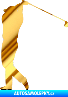 Samolepka Golfista 004 levá chrom fólie zlatá zrcadlová