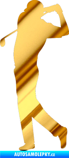 Samolepka Golfista 005 levá chrom fólie zlatá zrcadlová