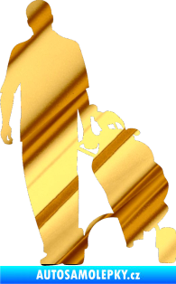 Samolepka Golfista 009 levá chrom fólie zlatá zrcadlová