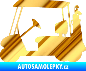 Samolepka Golfista 012 levá vozík chrom fólie zlatá zrcadlová