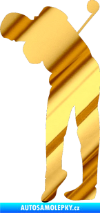 Samolepka Golfista 013 levá chrom fólie zlatá zrcadlová