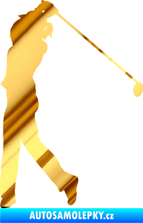 Samolepka Golfistka 013 levá chrom fólie zlatá zrcadlová