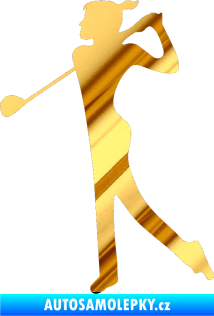 Samolepka Golfistka 016 levá chrom fólie zlatá zrcadlová