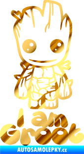 Samolepka Groot 001 pravá s nápisem chrom fólie zlatá zrcadlová