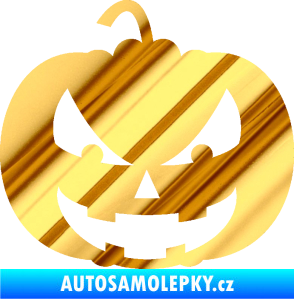 Samolepka Halloween 016 levá dýně chrom fólie zlatá zrcadlová