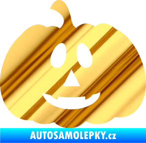 Samolepka Halloween 017 levá dýně chrom fólie zlatá zrcadlová