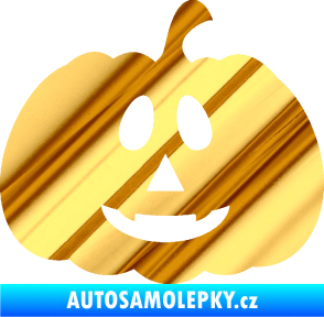 Samolepka Halloween 017 pravá dýně chrom fólie zlatá zrcadlová