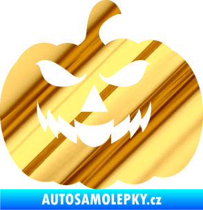 Samolepka Halloween 018 levá dýně chrom fólie zlatá zrcadlová