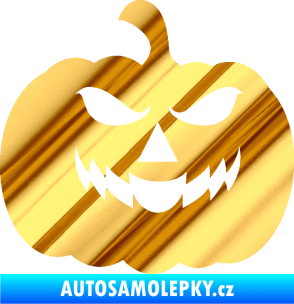 Samolepka Halloween 018 pravá dýně chrom fólie zlatá zrcadlová
