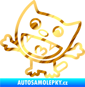 Samolepka Happy cat 001 levá chrom fólie zlatá zrcadlová