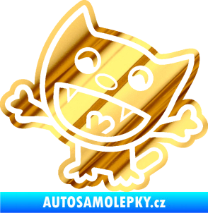 Samolepka Happy cat 002 levá šťastná kočka chrom fólie zlatá zrcadlová
