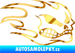 Samolepka Head - lebka- pravá chrom fólie zlatá zrcadlová