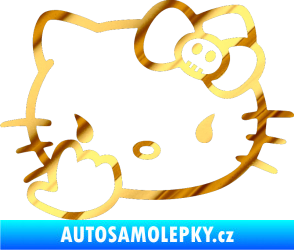 Samolepka Hello Kitty fuck chrom fólie zlatá zrcadlová